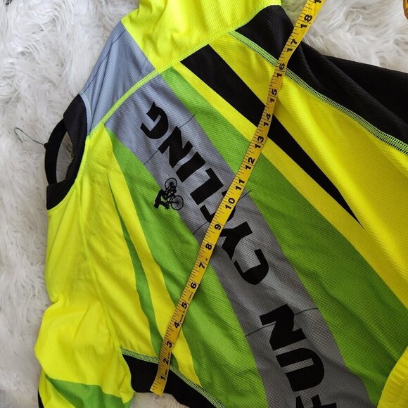 Canari Mens Size M‎ Short Sleeve 1/2 Zip Neon Green Cycling Jersey Pathfinders - Picture 5 of 14